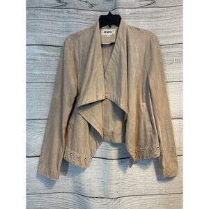 BB Dakota Suede-Like Drape Front Jacket With Grommet Detail Size L